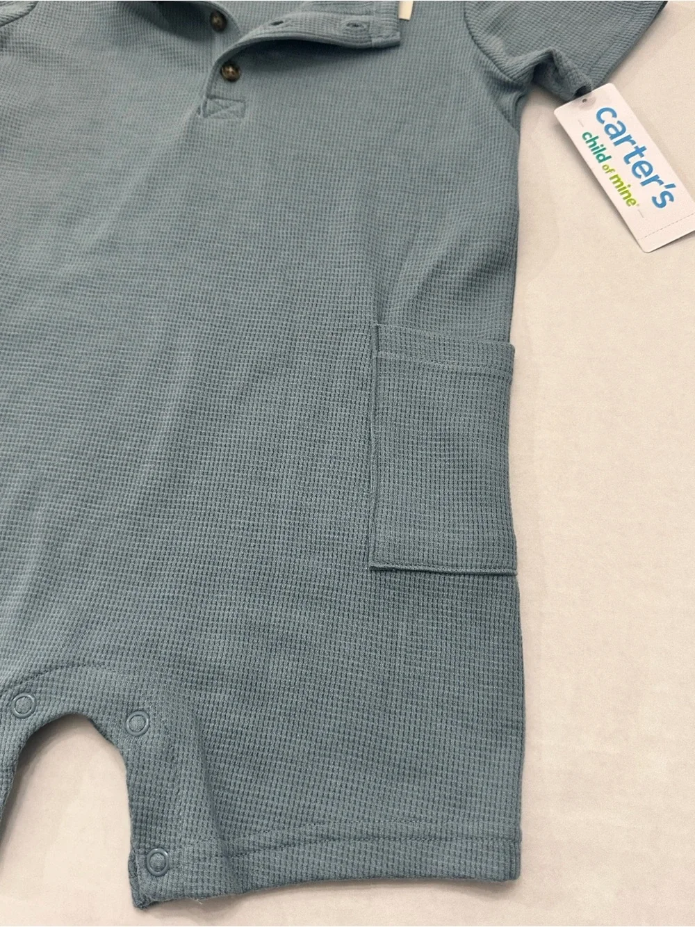 Carter's Child of Mine Baby Boy Solid Blue Romper, Size 24 Months